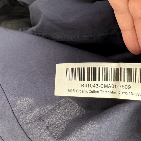 Quince Navy Blue Organic Cotton Tiered Maxi Dress sz S Women's Pockets Poplin - Picture 9 of 9